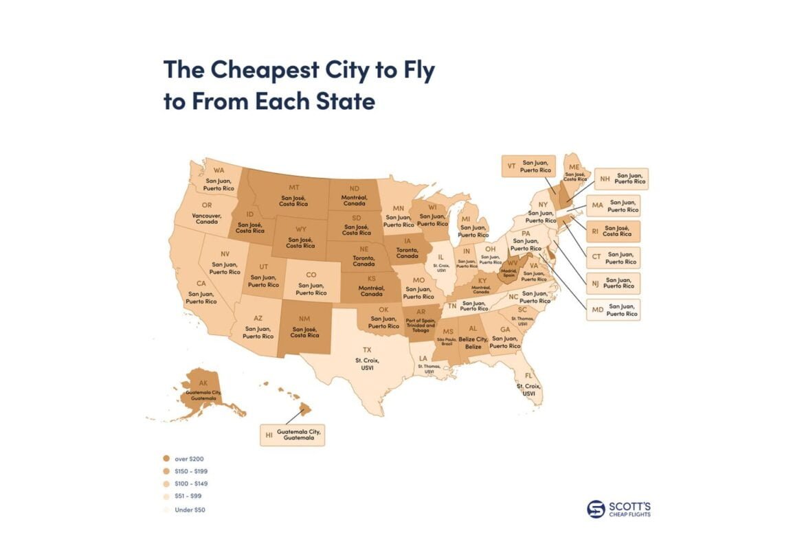 Least Expensive Places to Fly
